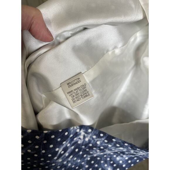 Alberto Makali Denim Polka Dot Lace Back Midi Summer Dress Size 6 - Picture 5 of 9